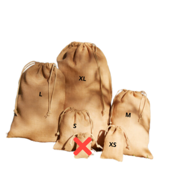 Maten jute zakken