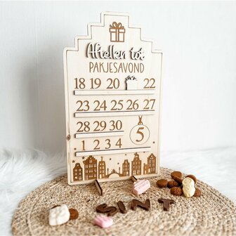 Pakjesavond 3D aftelkalender met schuifcadeautje