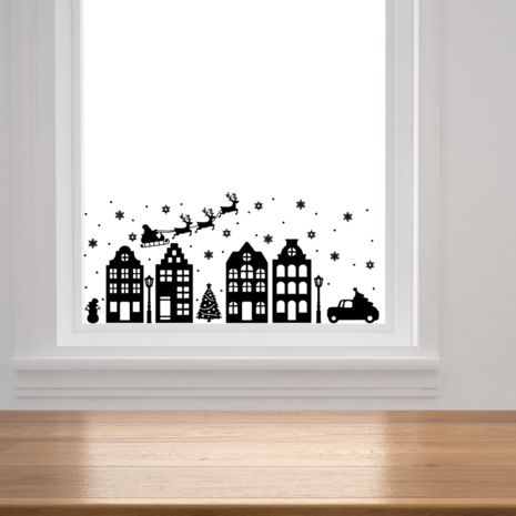 Raamsticker 'Kerst in de straat'
